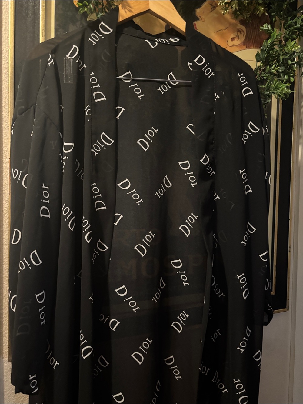 Dior Black Sheer Duster Logo Print - Picture 2 of 4